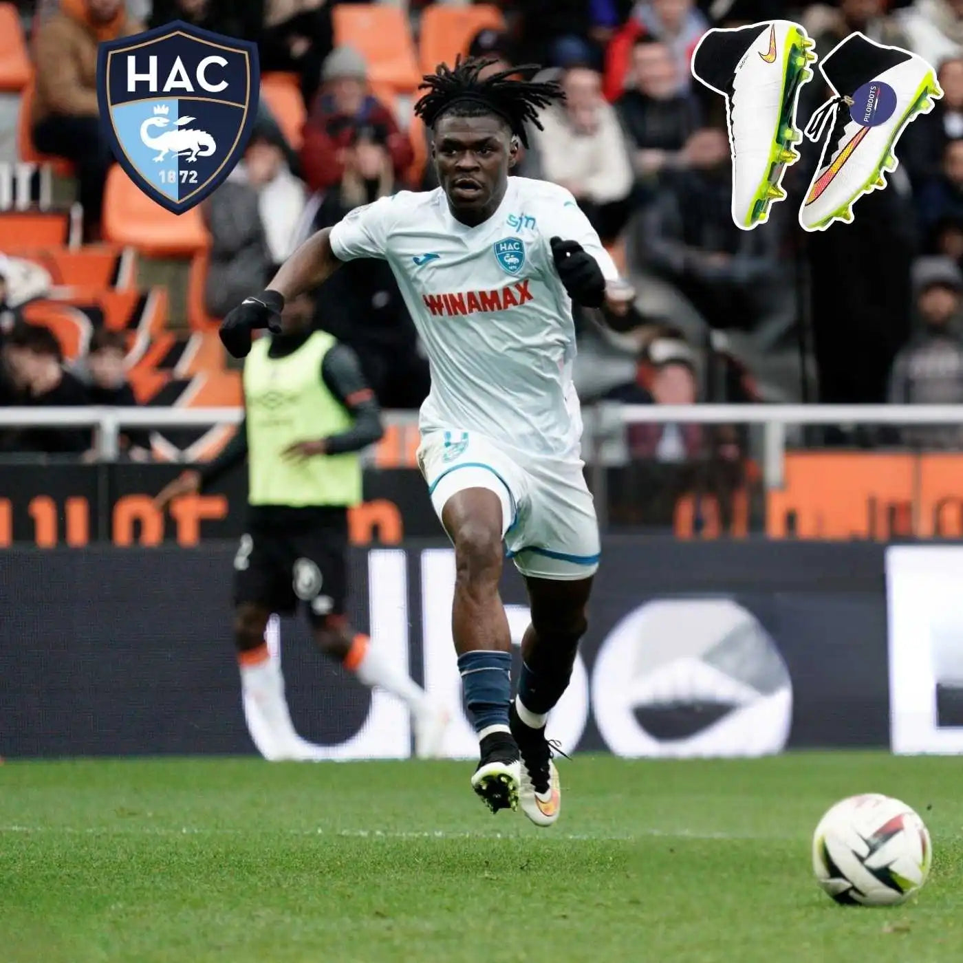 emmanuel sabbi joueur du havre qui porte ses nike mercurial superfly 4 fournies par piloboots