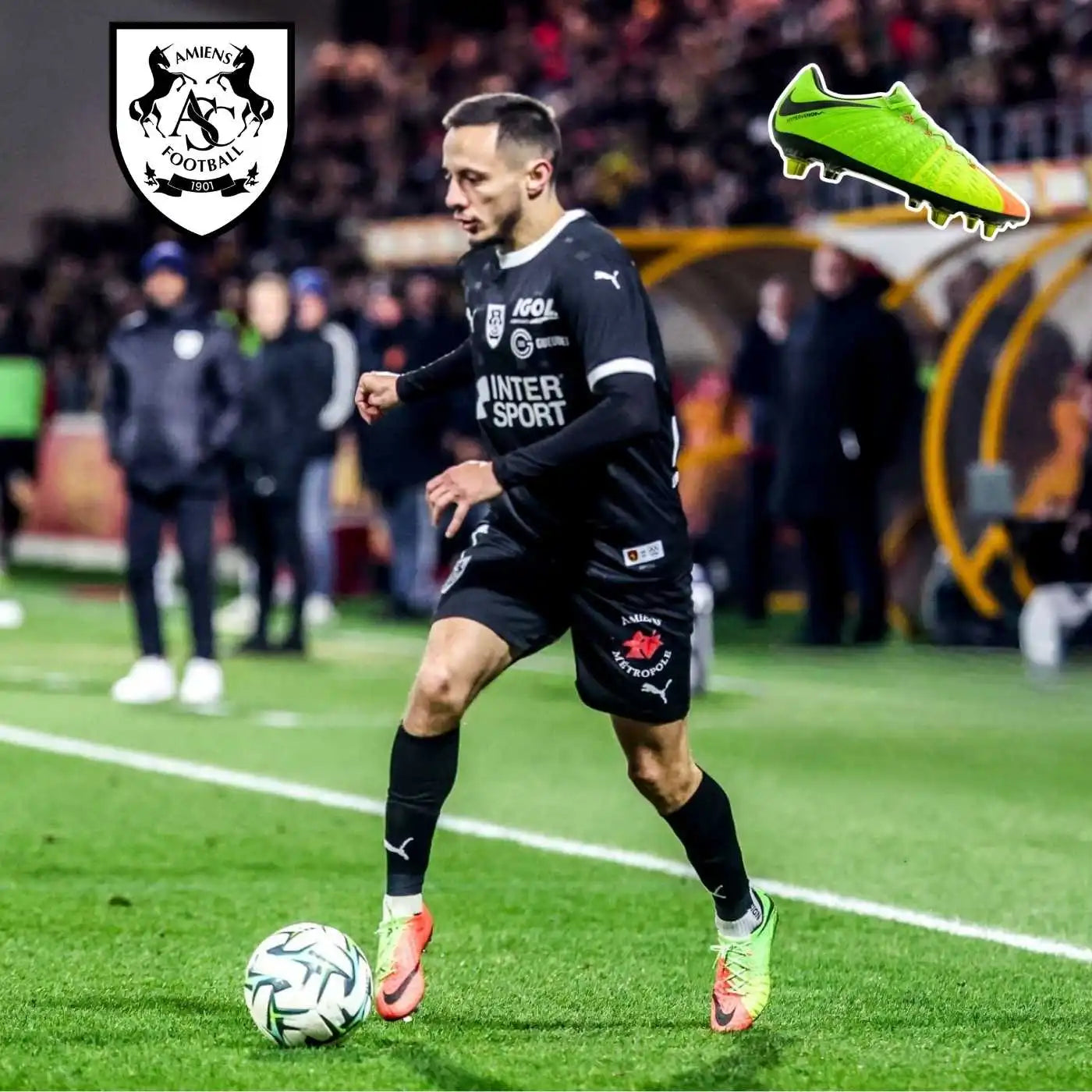 antoine leautey joueur de foot du amiens sc qui portent ses crampons hypervenom fournis par piloboots